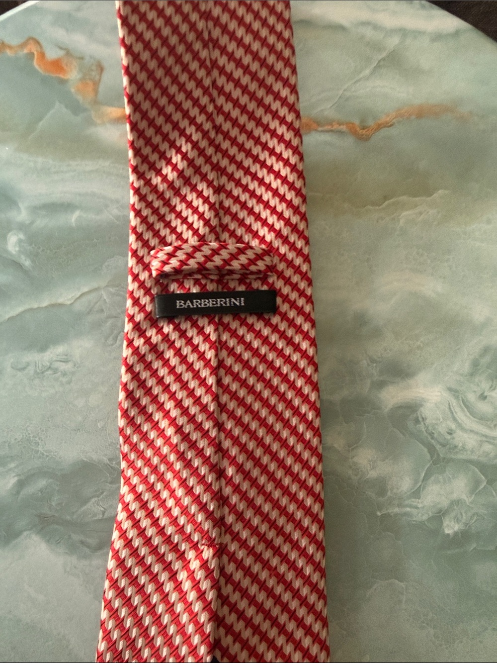 Red and White Patterned Men's Tie